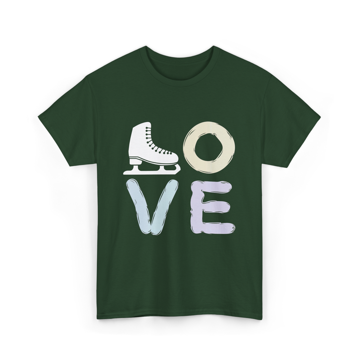 Love Ice Skate Figure Skating T-Shirt - Forest Green