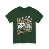 Love One Woman Guitar T-Shirt - Forest Green