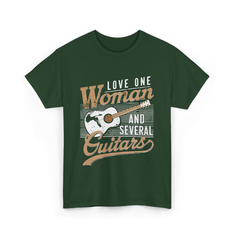 Love One Woman Guitar T-Shirt - Forest Green