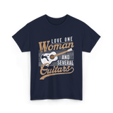 Love One Woman Guitar T-Shirt - Navy