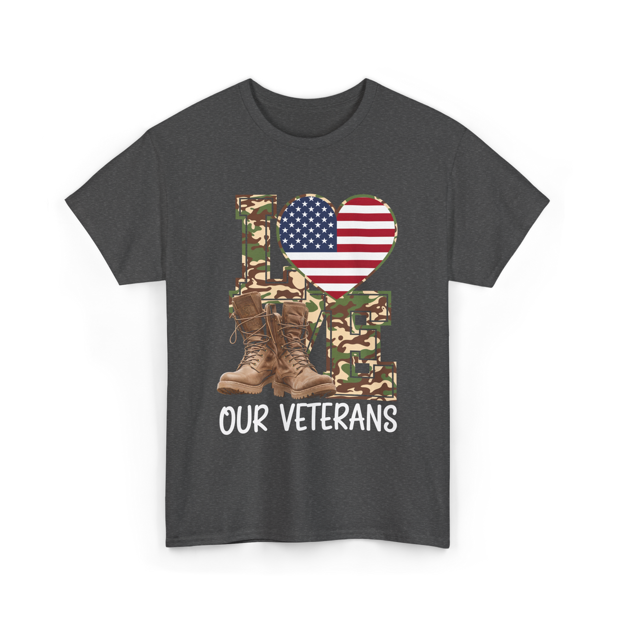 Love Our Veterans Veterans Day T-Shirt - Dark Heather