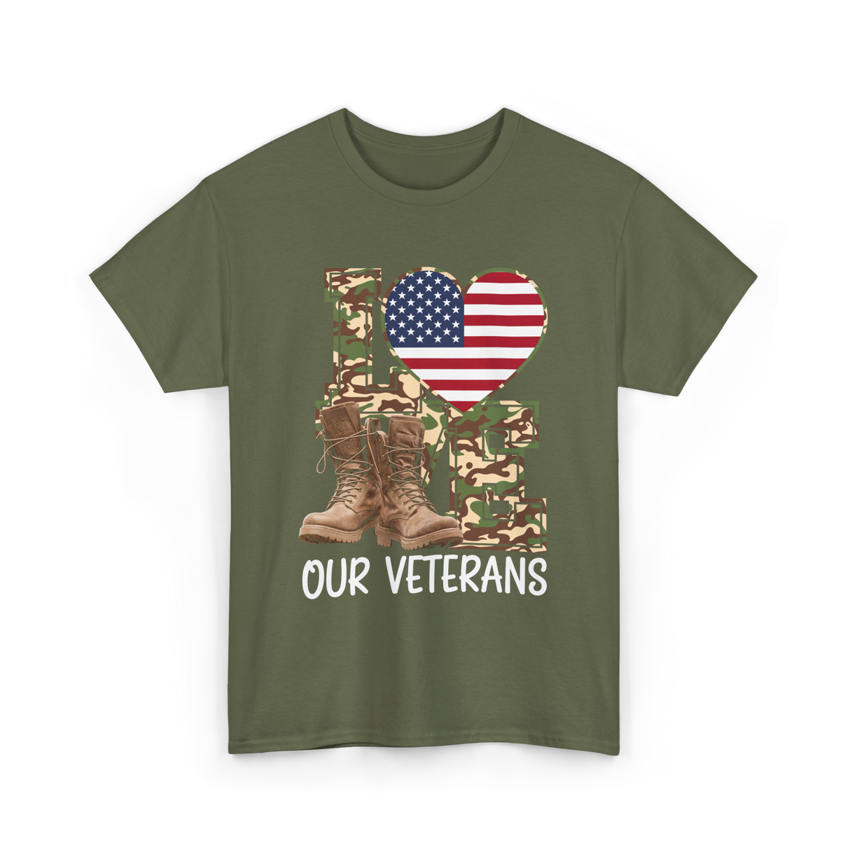 Love Our Veterans Veterans Day T-Shirt - Military Green