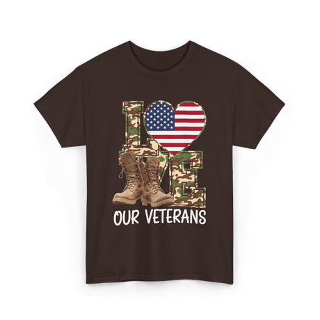 Love Our Veterans Veterans Day T-Shirt - Dark Chocolate