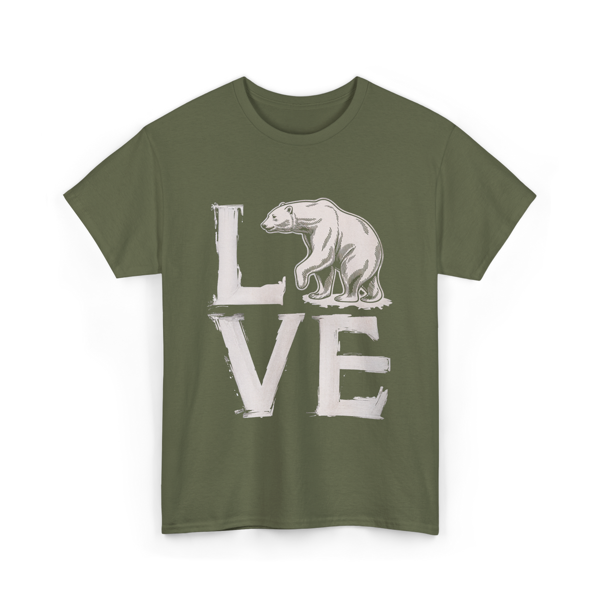 Love Polar Bear Conservation T-Shirt - Military Green