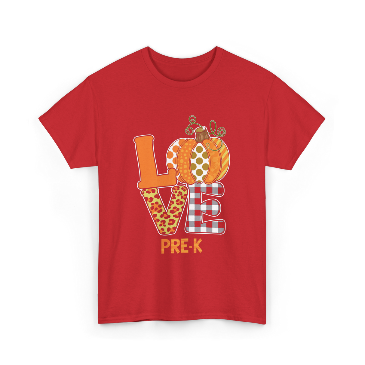 Love Pre-K Pumpkin Teacher T-Shirt - Red