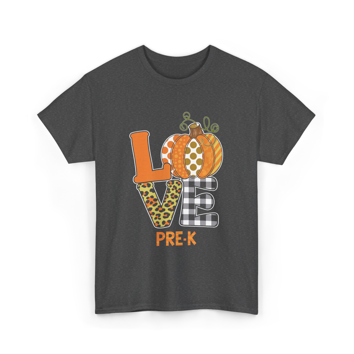 Love Pre-K Pumpkin Teacher T-Shirt - Dark Heather