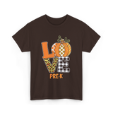 Love Pre-K Pumpkin Teacher T-Shirt - Dark Chocolate