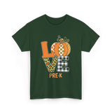 Love Pre-K Pumpkin Teacher T-Shirt - Forest Green