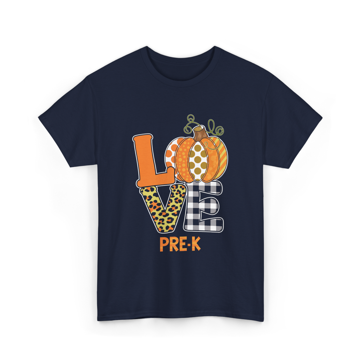 Love Pre-K Pumpkin Teacher T-Shirt - Navy