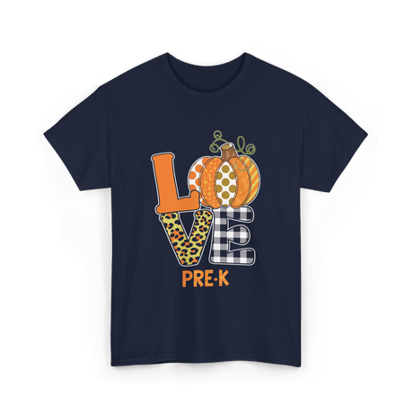 Love Pre-K Pumpkin Teacher T-Shirt - Navy