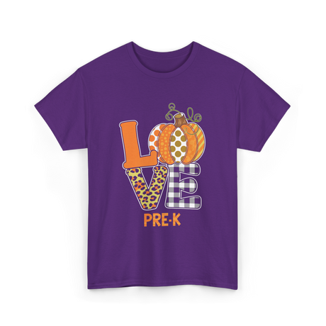 Love Pre-K Pumpkin Teacher T-Shirt - Purple