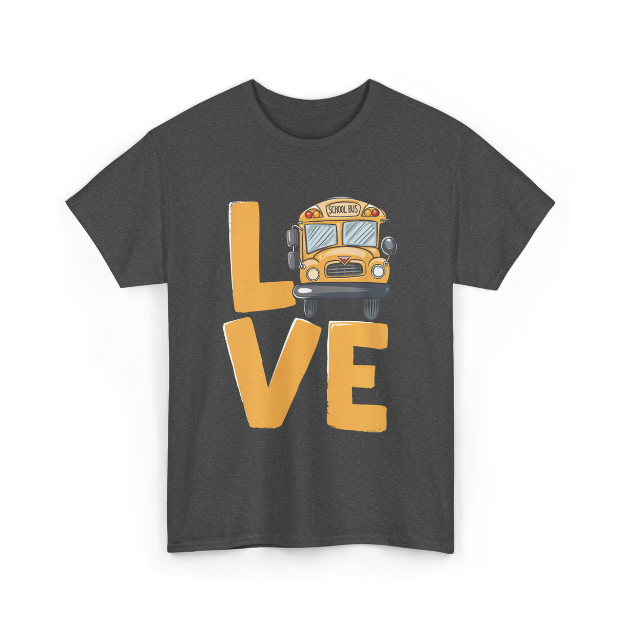 Love School Bus Driver Bus T-Shirt - Dark Heather