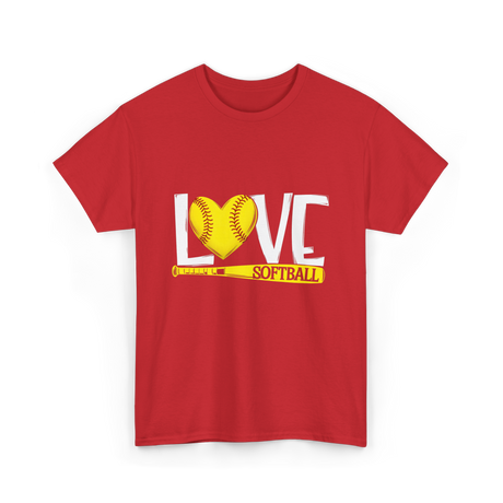 Love Softball Softball Fan T-Shirt - Red