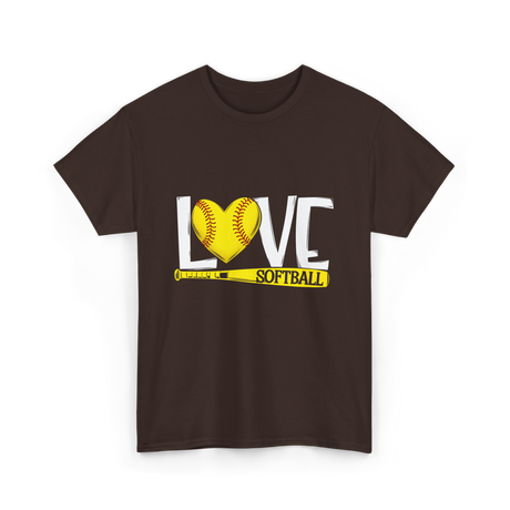 Love Softball Softball Fan T-Shirt - Dark Chocolate