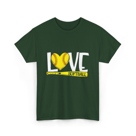 Love Softball Softball Fan T-Shirt - Forest Green