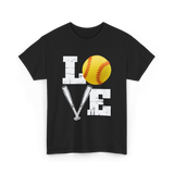 Love Softball Softball Player T-Shirt - Black