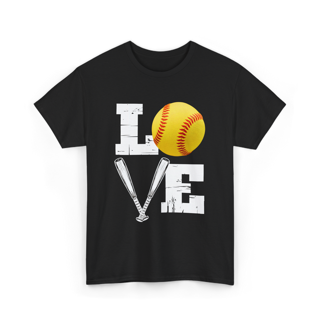 Love Softball Softball Player T-Shirt - Black