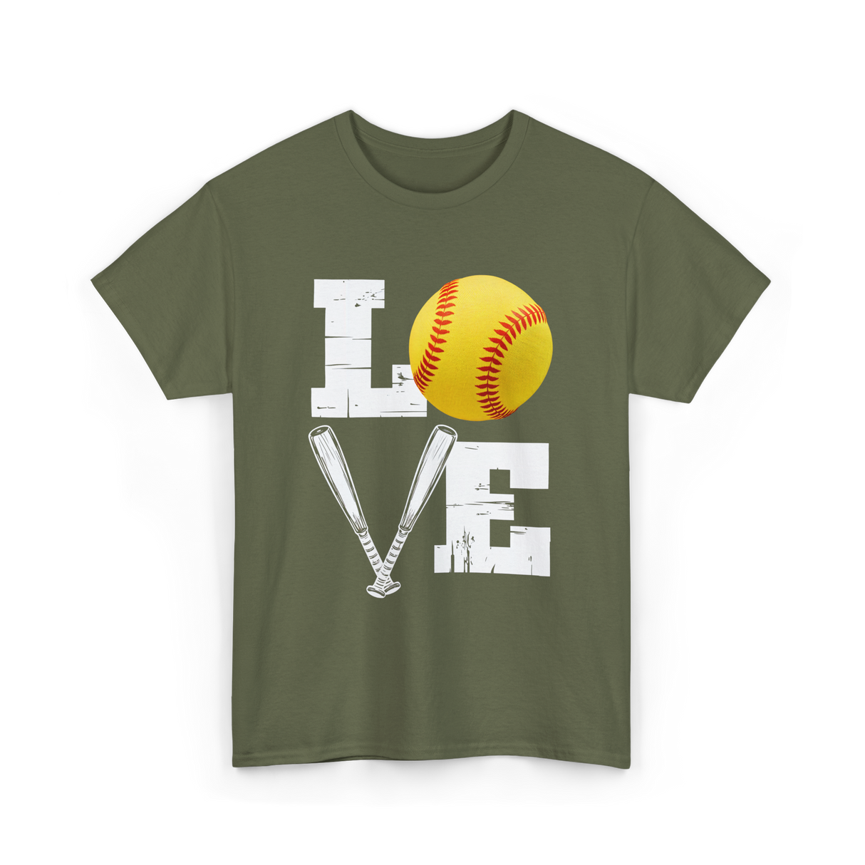 Love Softball Softball Player T-Shirt - Military Green