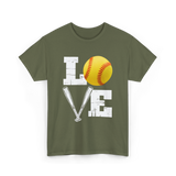 Love Softball Softball Player T-Shirt - Military Green