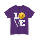 Love Softball Softball Player T-Shirt - Purple