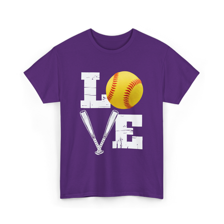 Love Softball Softball Player T-Shirt - Purple