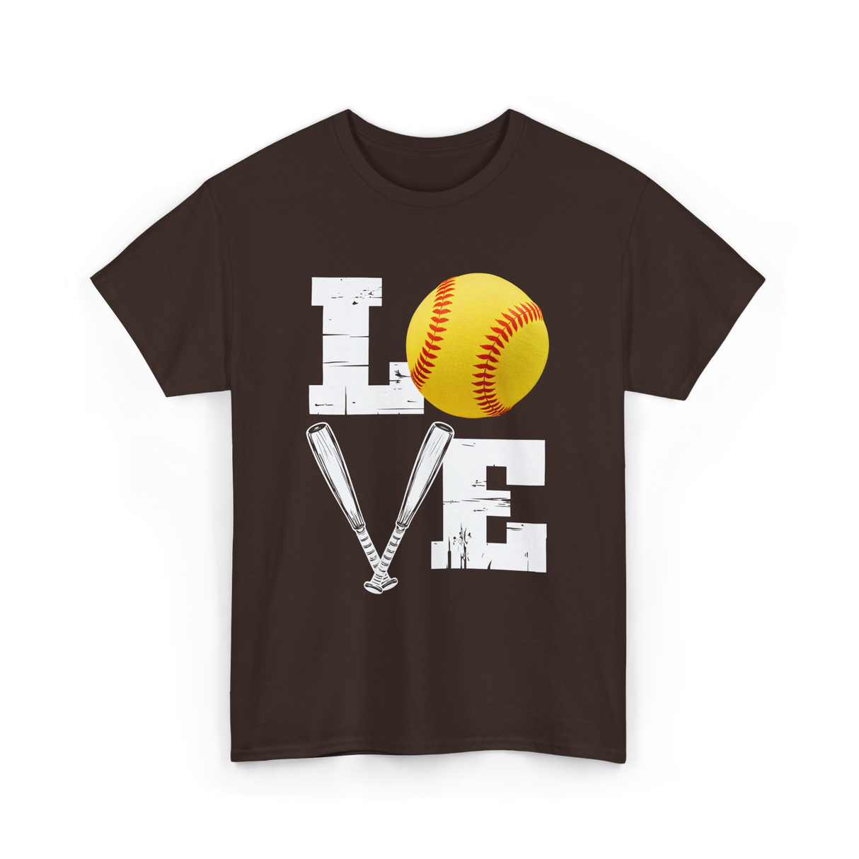 Love Softball Softball Player T-Shirt - Dark Chocolate