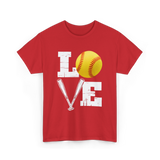 Love Softball Softball Player T-Shirt - Red