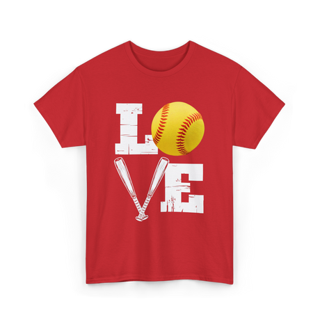 Love Softball Softball Player T-Shirt - Red