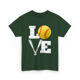 Love Softball Softball Player T-Shirt - Forest Green