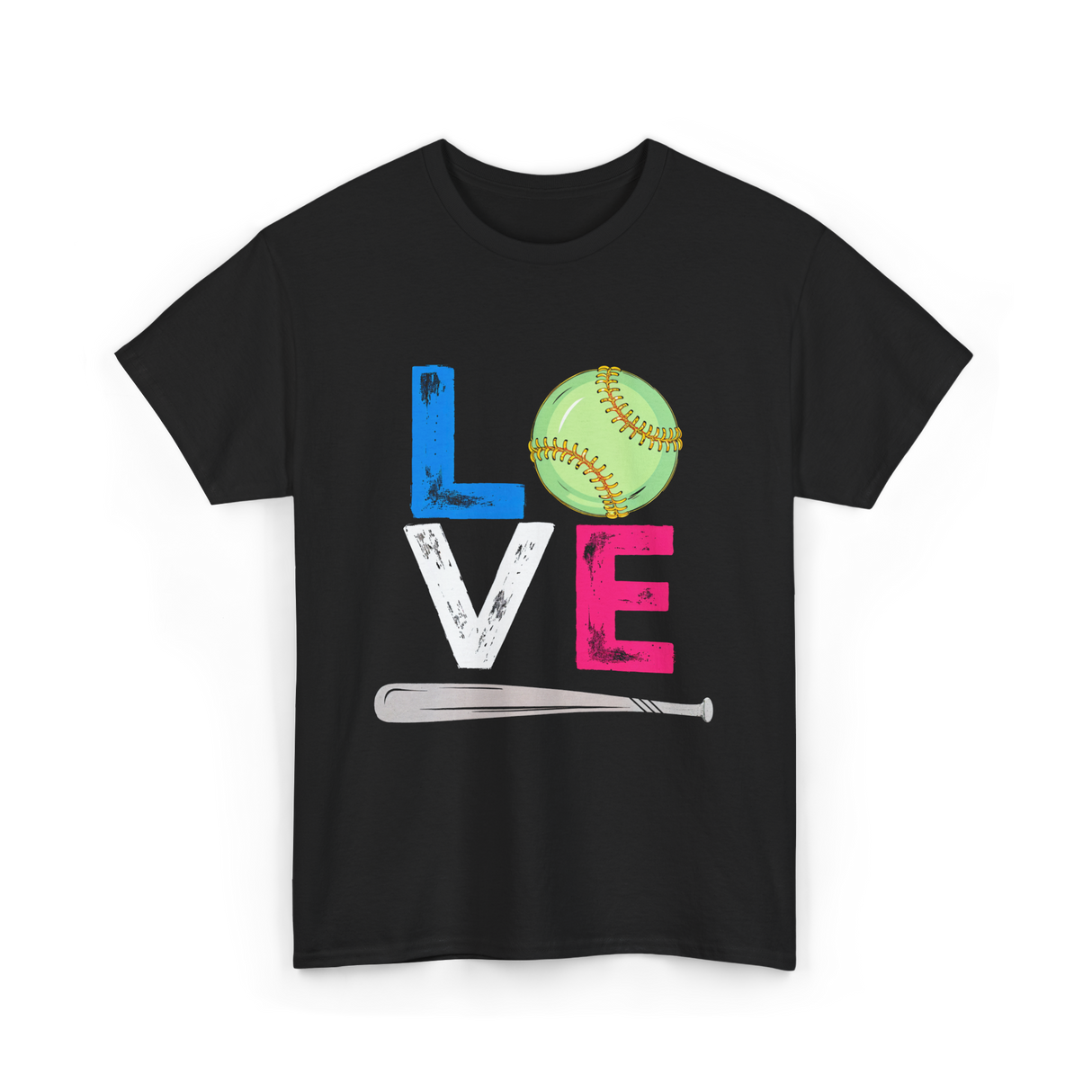 Love Softball Sports Fans T-Shirt - Black