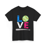 Love Softball Sports Fans T-Shirt - Black