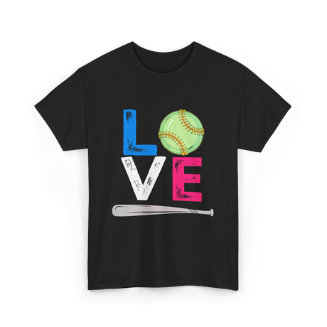 Love Softball Sports Fans T-Shirt - Black