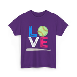 Love Softball Sports Fans T-Shirt - Purple