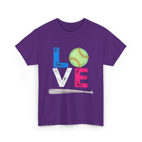 Love Softball Sports Fans T-Shirt - Purple