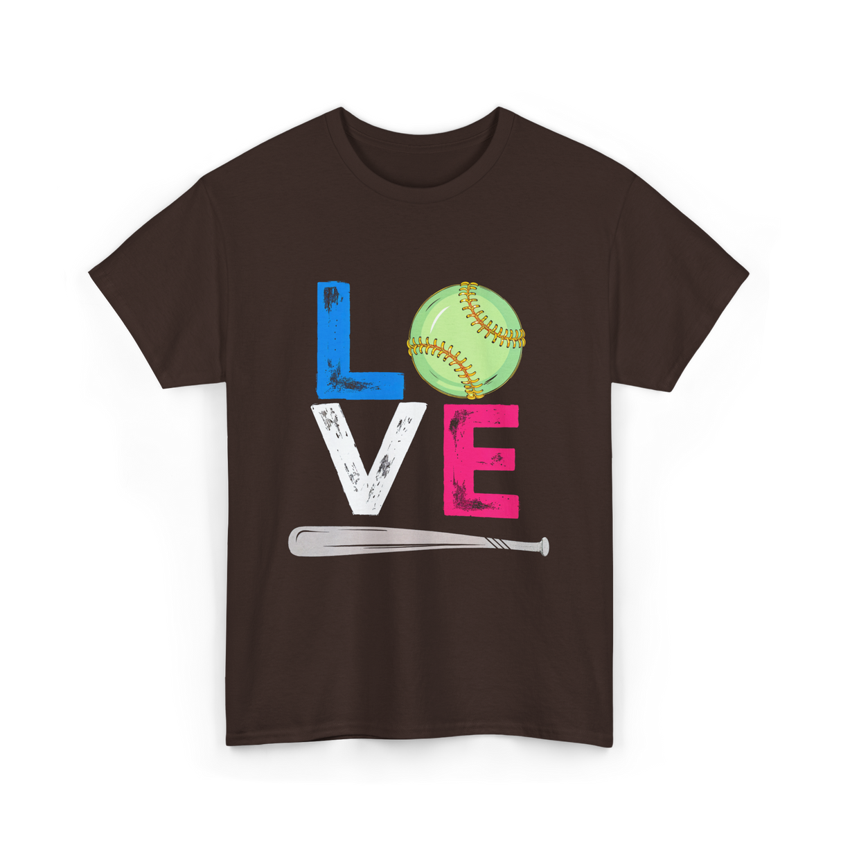 Love Softball Sports Fans T-Shirt - Dark Chocolate