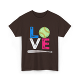 Love Softball Sports Fans T-Shirt - Dark Chocolate