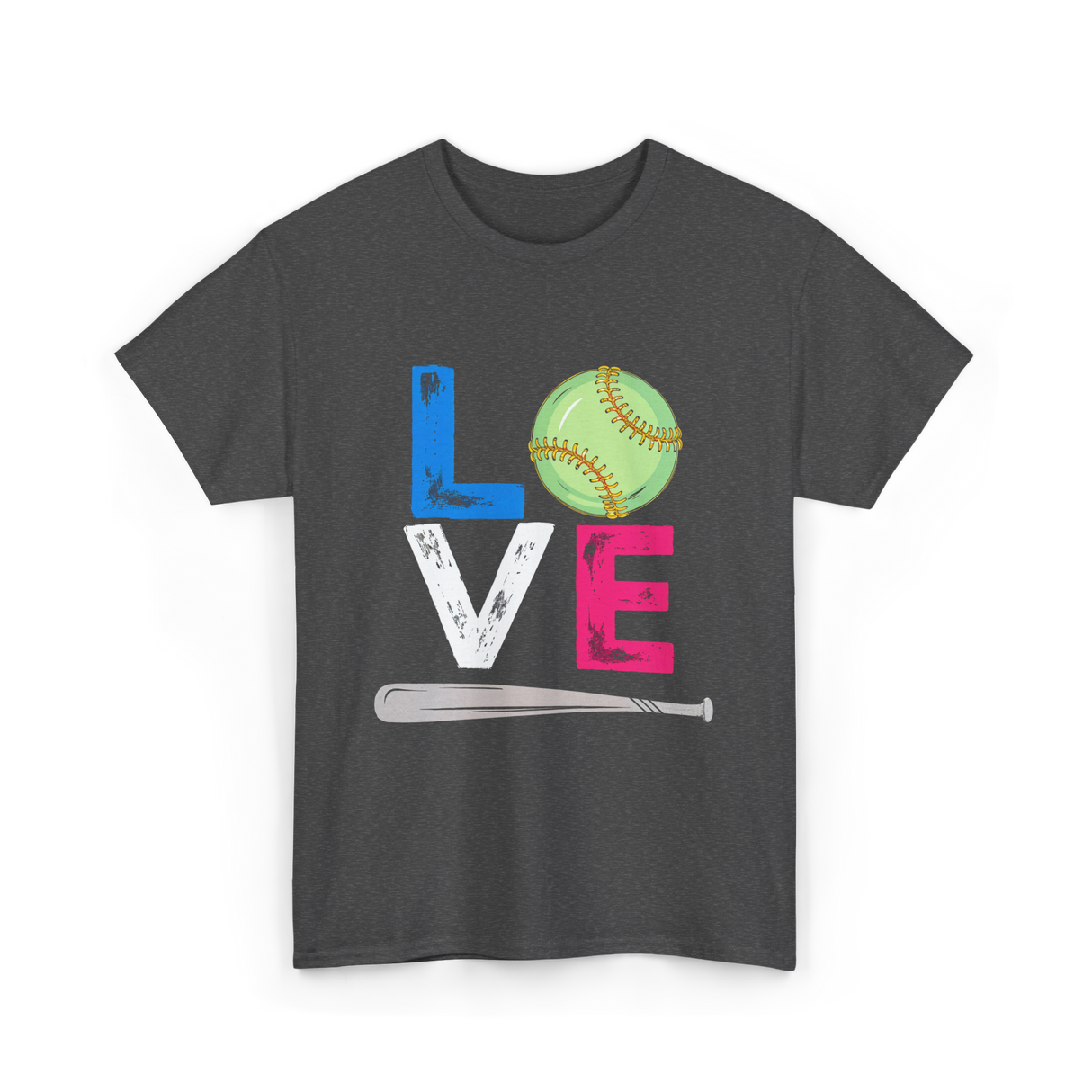 Love Softball Sports Fans T-Shirt - Dark Heather