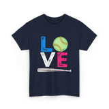 Love Softball Sports Fans T-Shirt - Navy