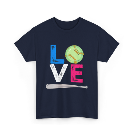 Love Softball Sports Fans T-Shirt - Navy