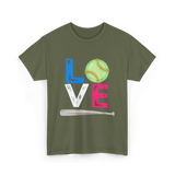 Love Softball Sports Fans T-Shirt - Military Green