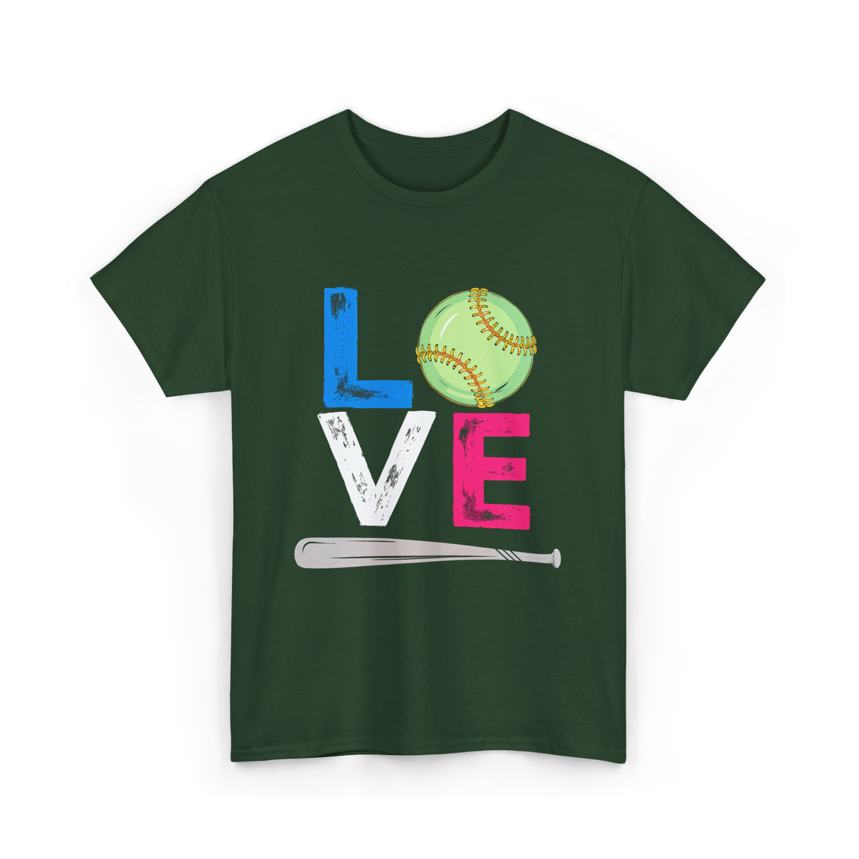 Love Softball Sports Fans T-Shirt - Forest Green