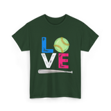 Love Softball Sports Fans T-Shirt - Forest Green