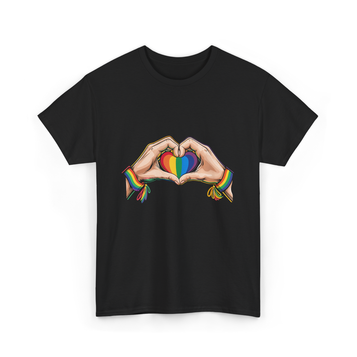 Love Wins Rainbow Heart Pride T-Shirt - Black