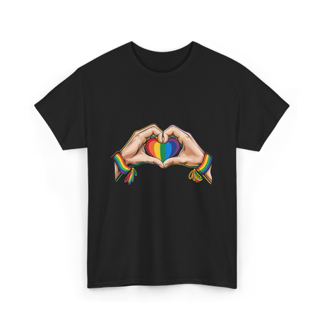 Love Wins Rainbow Heart Pride T-Shirt - Black