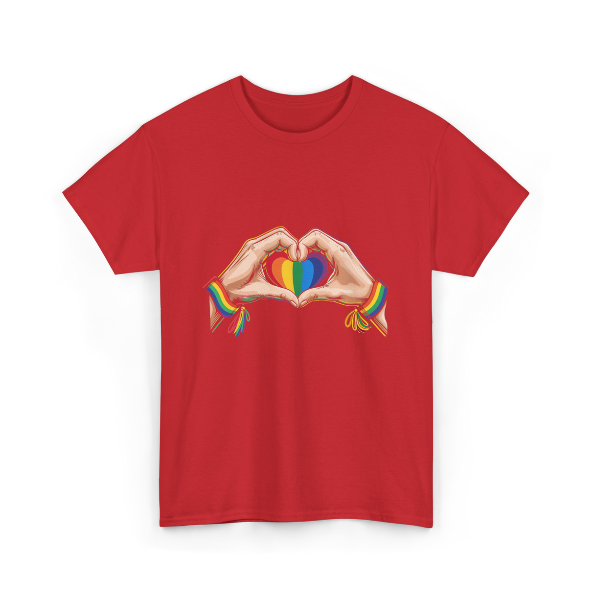 Love Wins Rainbow Heart Pride T-Shirt - Red