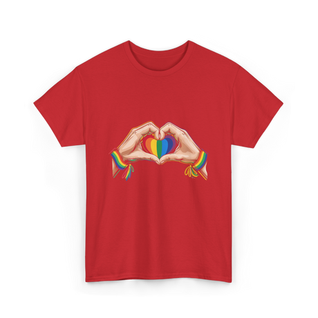 Love Wins Rainbow Heart Pride T-Shirt - Red