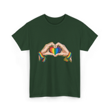 Love Wins Rainbow Heart Pride T-Shirt - Forest Green