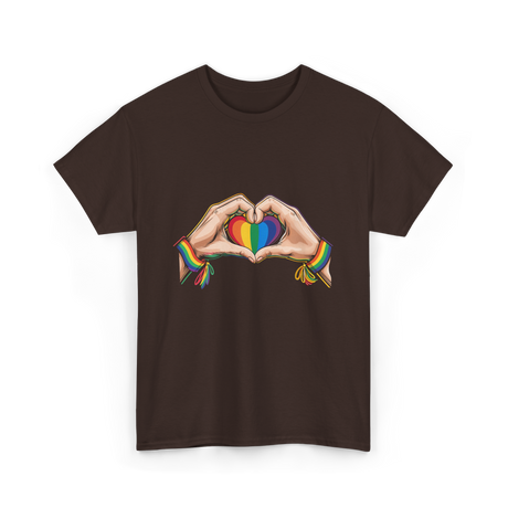 Love Wins Rainbow Heart Pride T-Shirt - Dark Chocolate