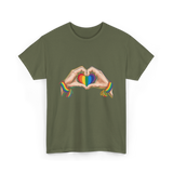 Love Wins Rainbow Heart Pride T-Shirt - Military Green