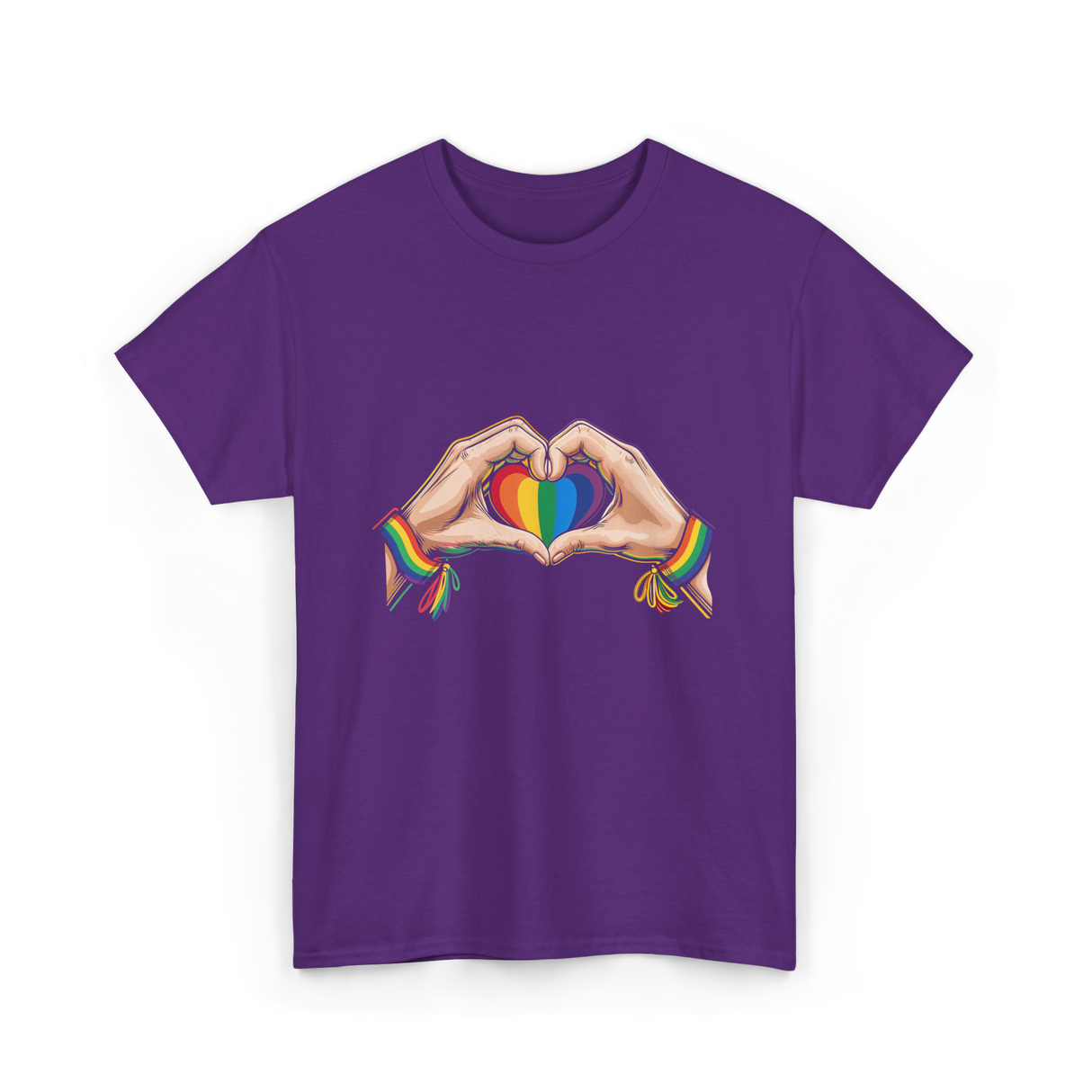 Love Wins Rainbow Heart Pride T-Shirt - Purple